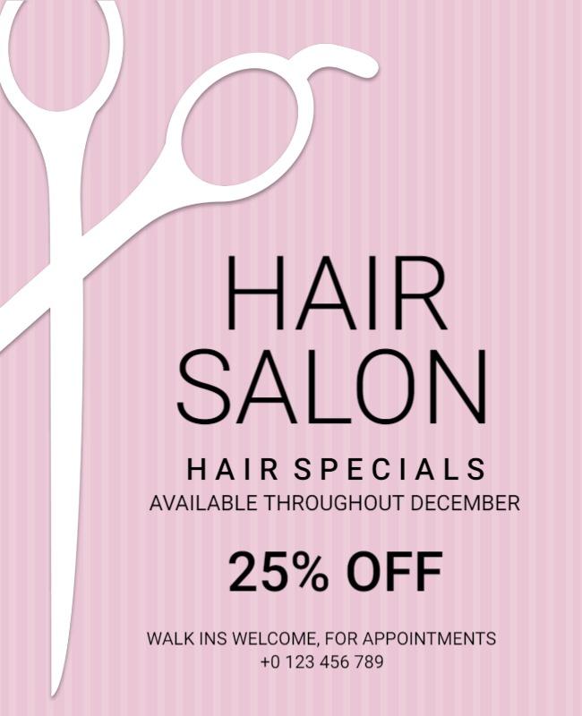 Pink Theme Hair Salon Flyer Template