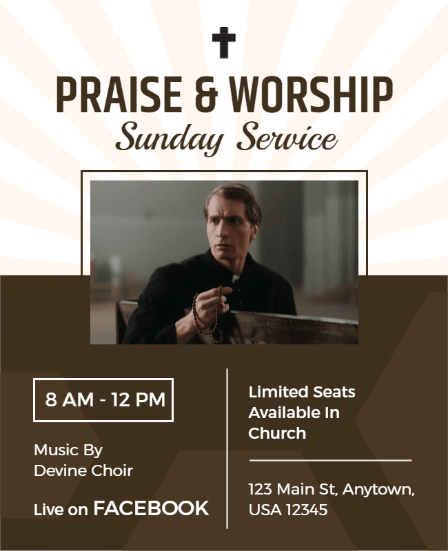 Sunday Service Church Flyer Template 