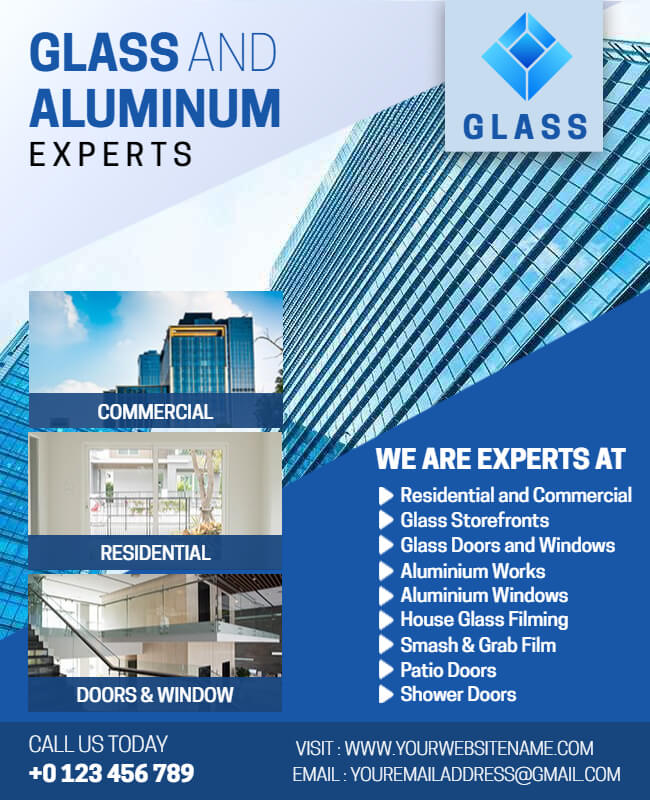Glass and Aluminum Business Flyer Template