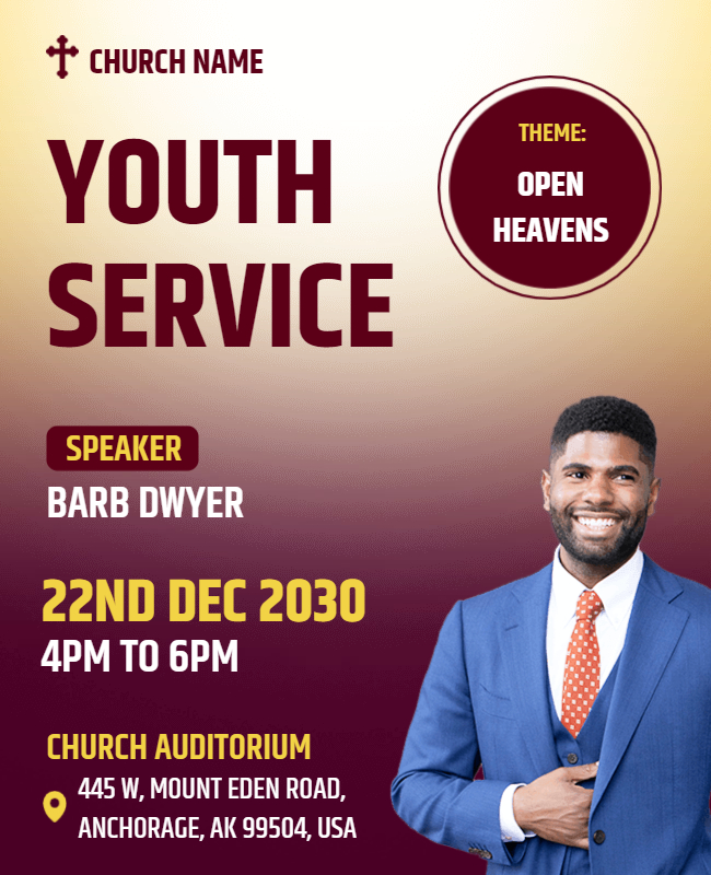 Youth Service Church Flyer Template 