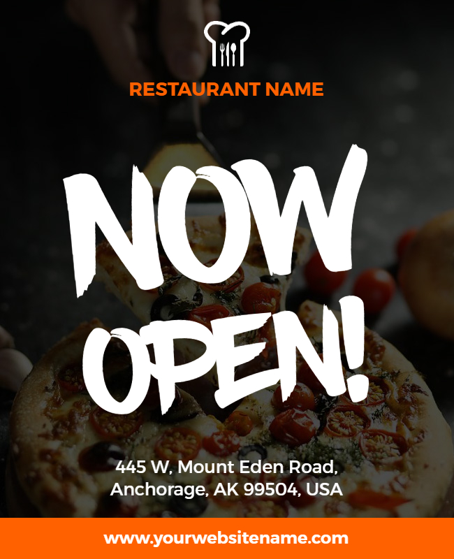 Open Now Pizza Restaurant Flyer Template