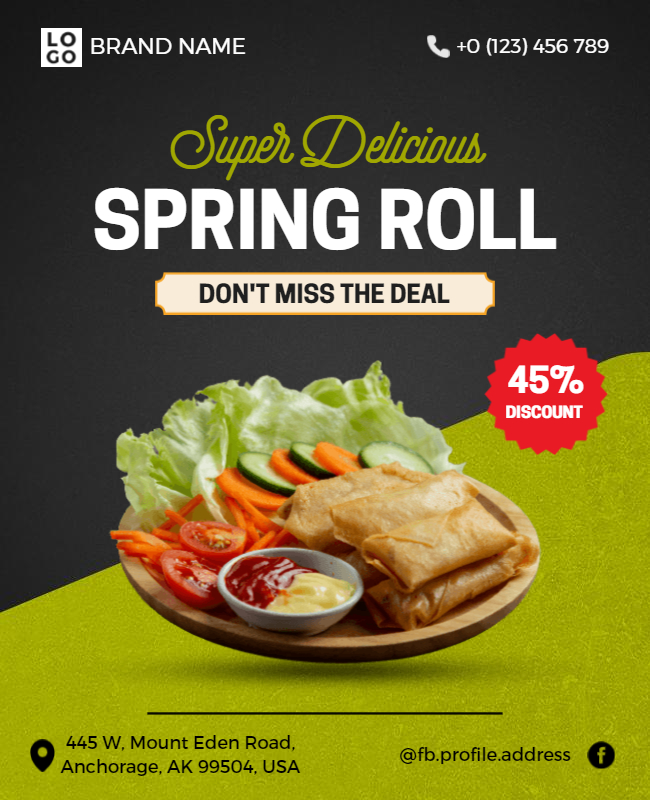 Spring Roll Restaurant Flyer Template