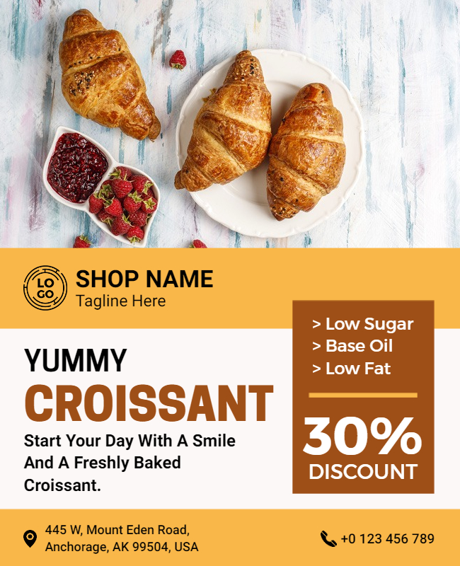 Croissant Restaurant Flyer Template