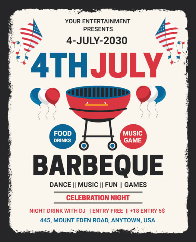 Barbeque Celebration 4th of July Flyer Templates
