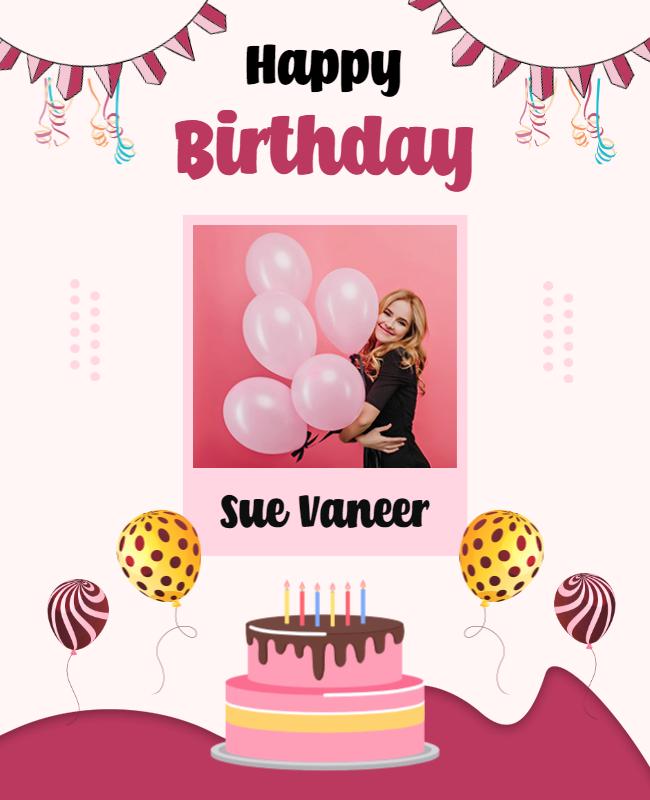 Pink Themed Birthday Flyer Template