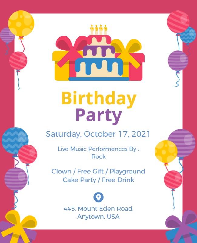 Whimsical Colorful Birthday Flyer Template