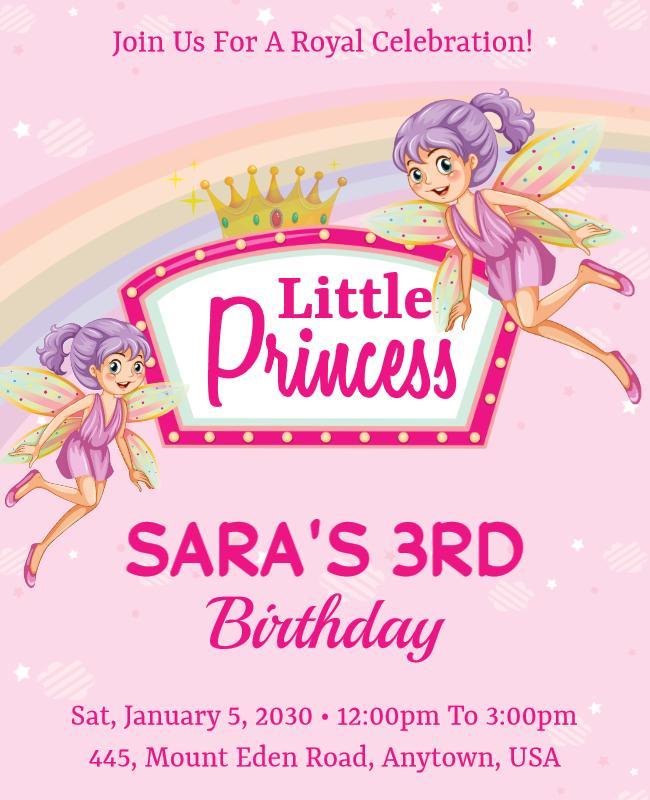 Princess Themed Birthday Flyer Template
