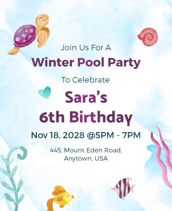 Illustrated Sea Themed Birthday Flyer Template