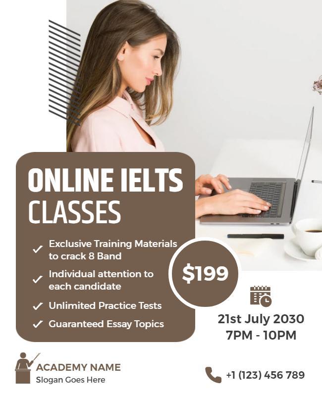 Online IELTS Class Education Flyer Template