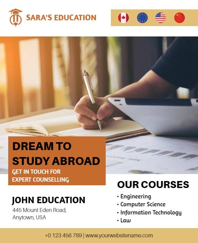 Study Abroad Education Flyer Template