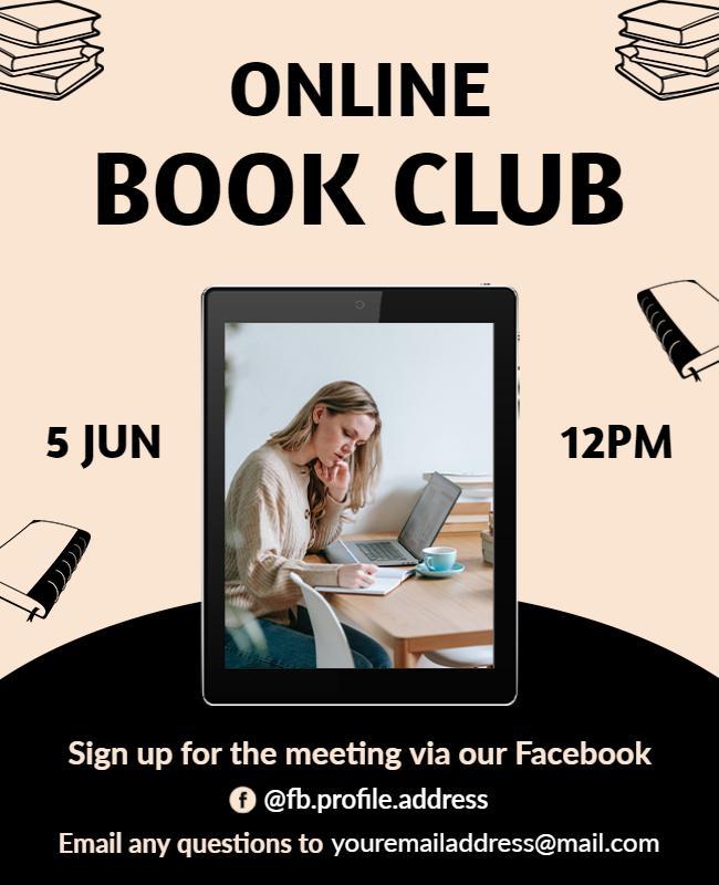 Online Book Club Flyer Template