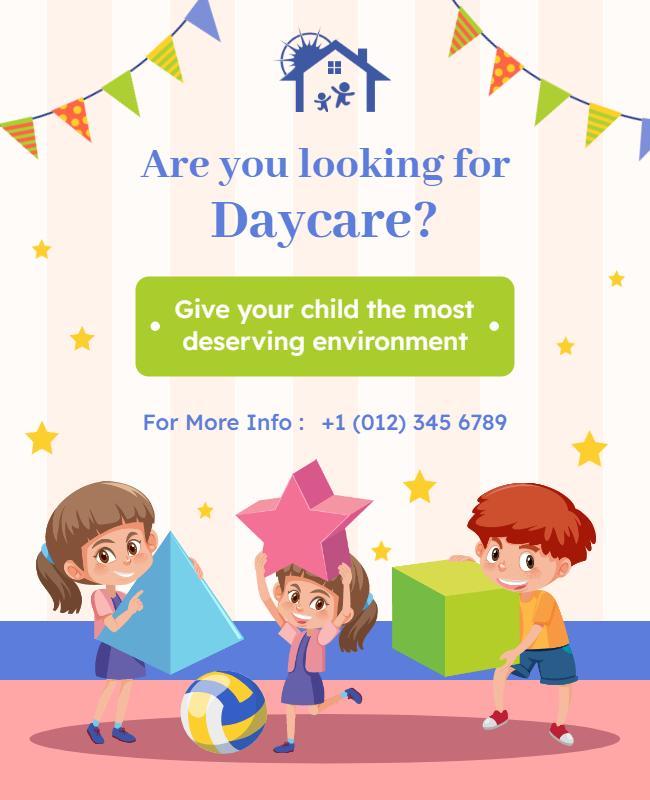 Animated Colorful Daycare Flyer Template