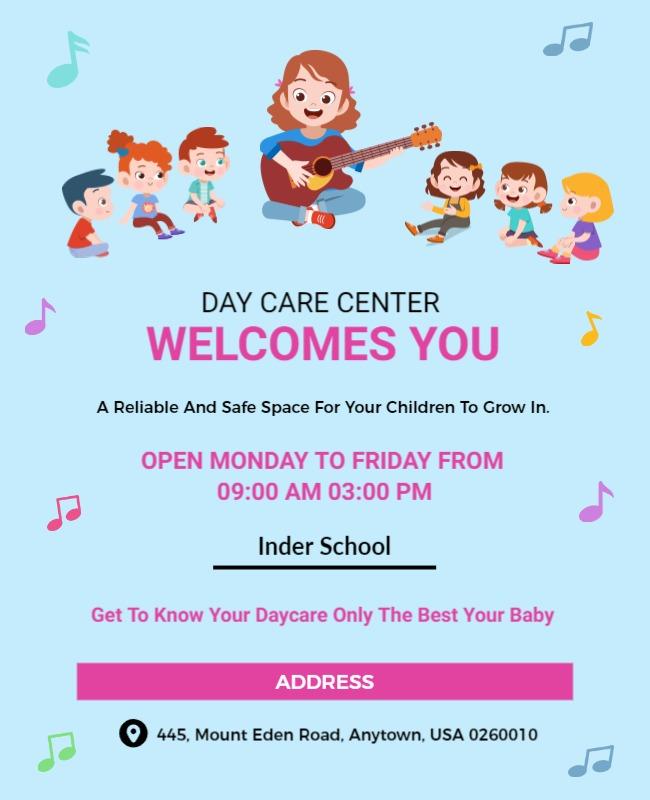 Music Themed Daycare Flyer Template