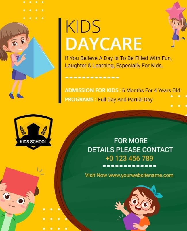 Yellow Kids Daycare Flyer Template 