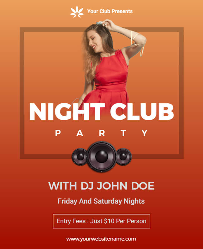 Bright Red Night Club Flyer Templates