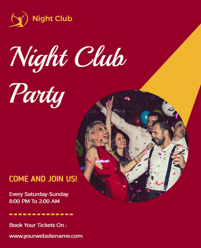 Burgundy Night Club Party Flyer Templates