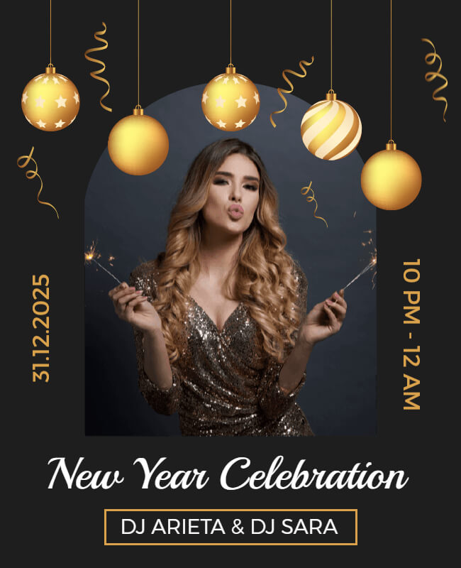 Dazzling Disco Ball New Year Flyer Template