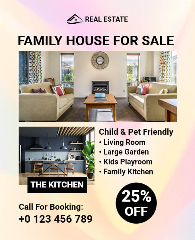 Gradient Family House Real Estate Flyer Templates