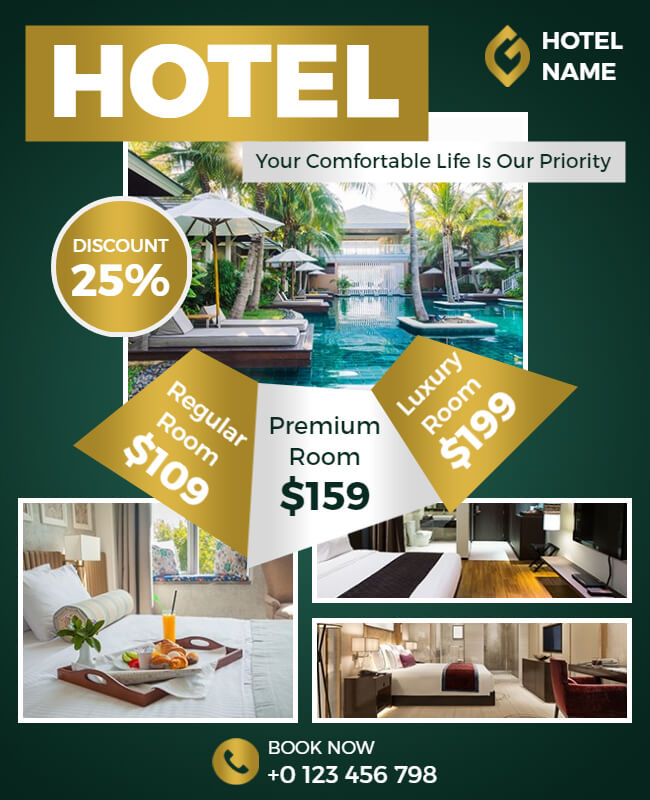 Luxe Retreat Hotel Flyer Templates