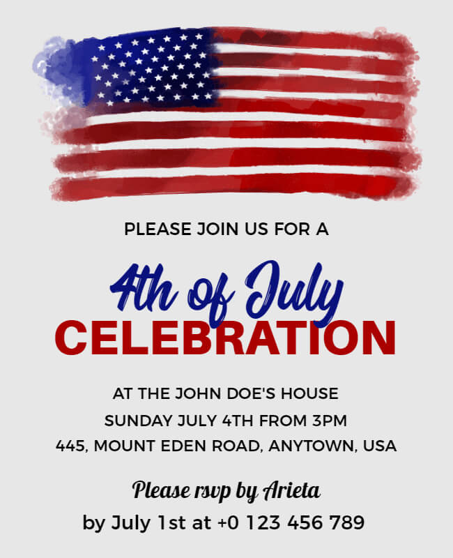 Minimal Watercolor 4th of July  Flyer Template