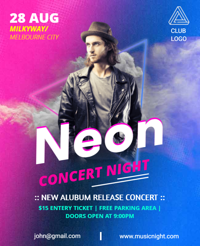 Neon Nights Concert Flyer Templates