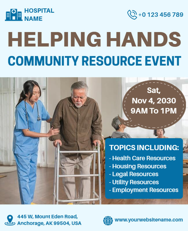Resource Community Event Flyer Template for Helping Hands