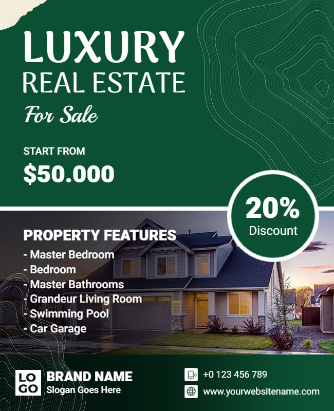 Topographic Luxury Real Estate Sale Flyer Templates