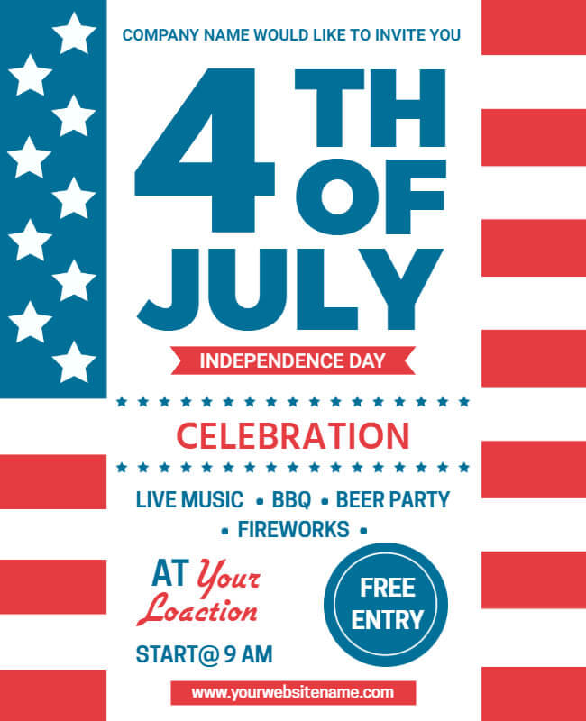  4th of July  Flyer Template for Celebration