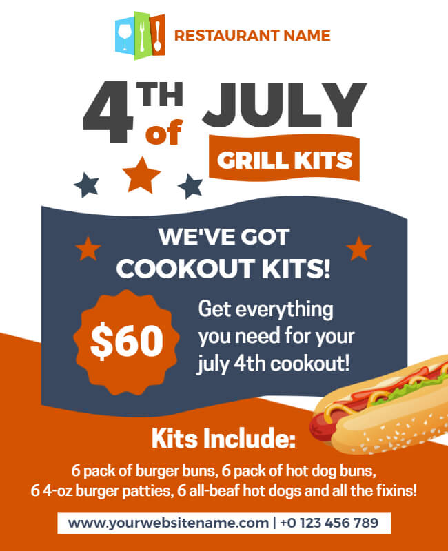 US Cookout Kits 4th of July Flyer Template