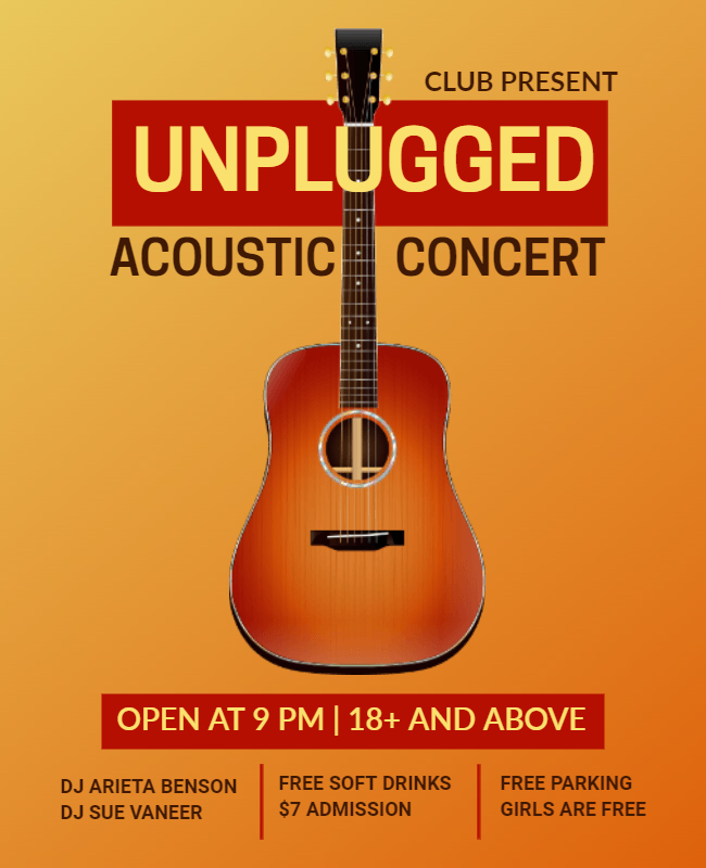 Unplugged Acoustic Concert Flyer Templates