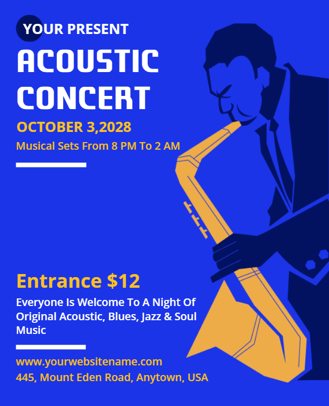 Blue Acoustic Concert Flyer Template