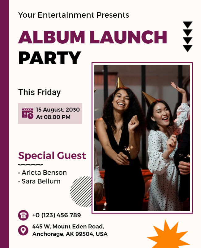 Business Launch Flyer Template for Album Launch Party