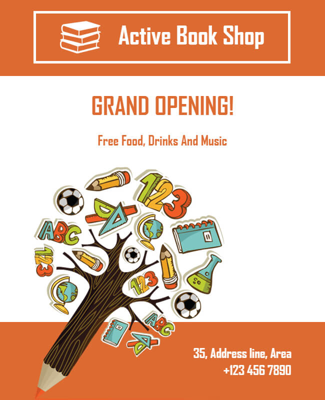 Book Shop Grand Opening Flyer Template