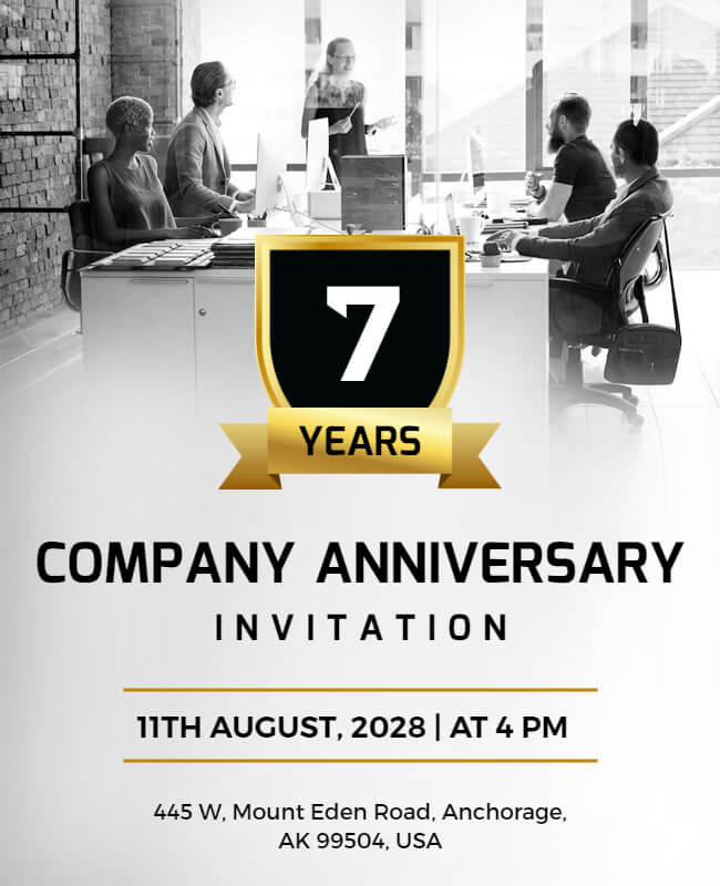 Black and White Company Anniversary Flyer Template