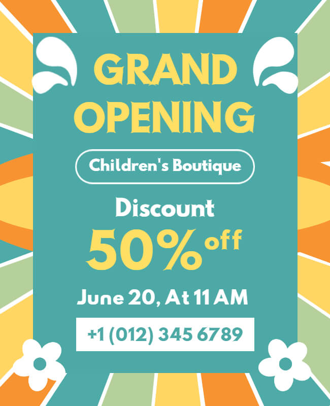 Children Boutique Grand Opening Flyer Template