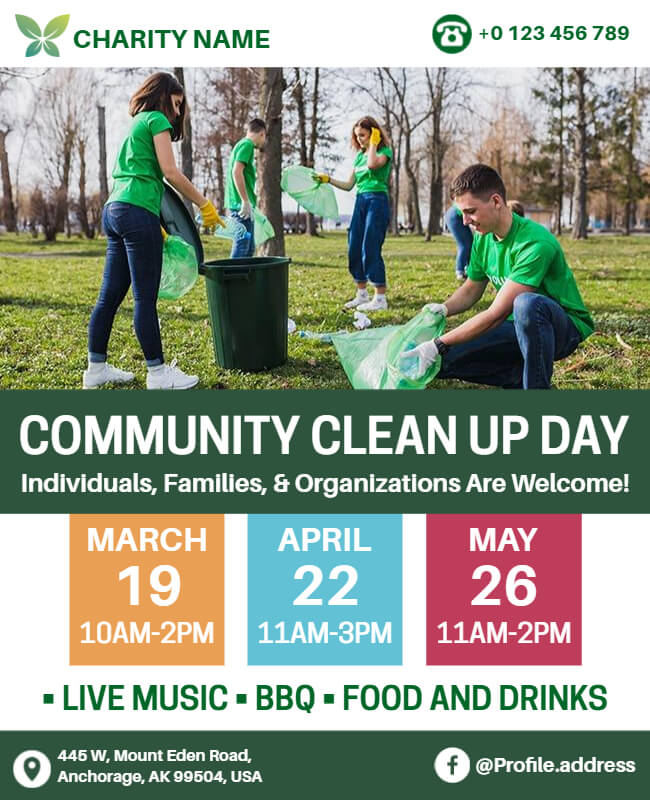 Clean Up Day Community Event Flyer Template