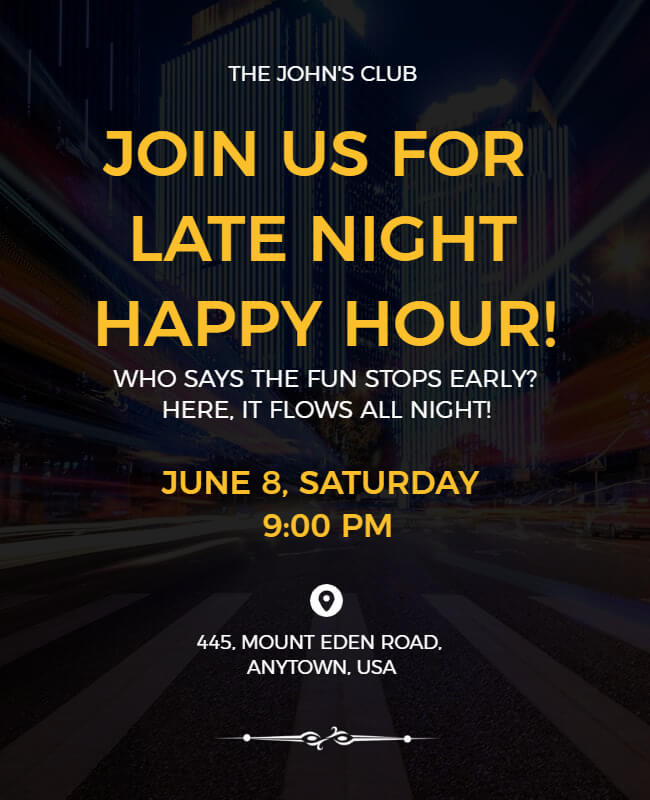 Late Night Happy Hour Flyer Template