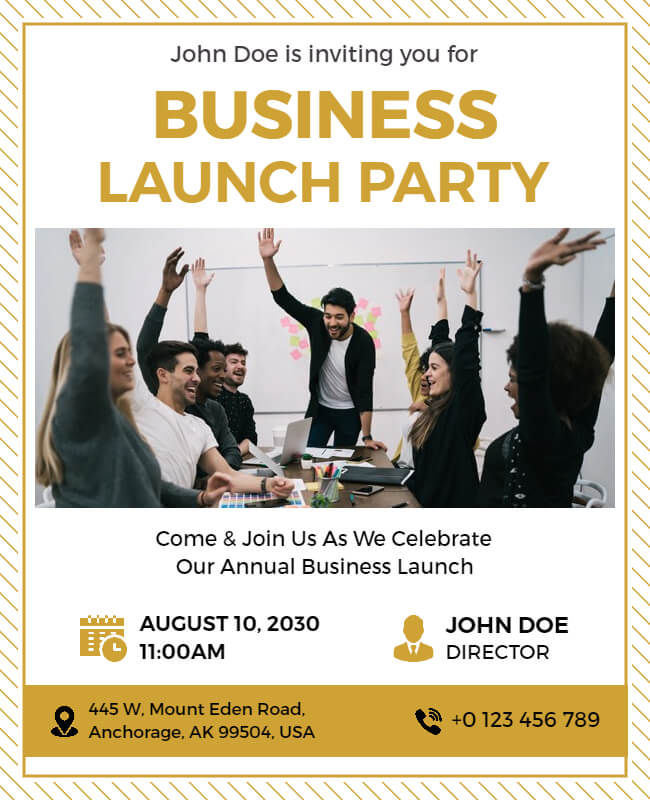 Business Launch Flyer Template for Lunch