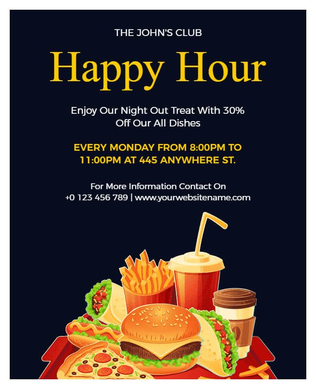 Modern Happy Hour Flyer Template