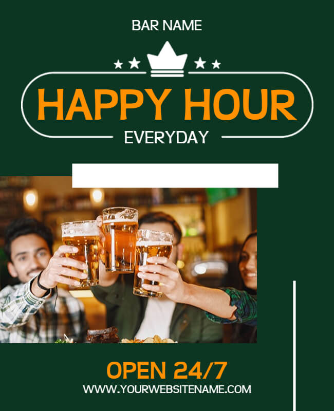 Photo Frame Happy Hour Flyer Templates