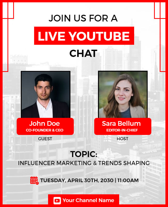 Professional Live Youtube Chat Event Flyer Template