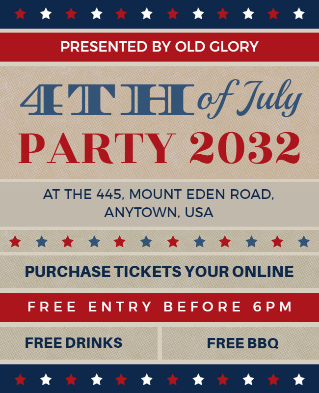 Typographic 4th of July  Flyer Template