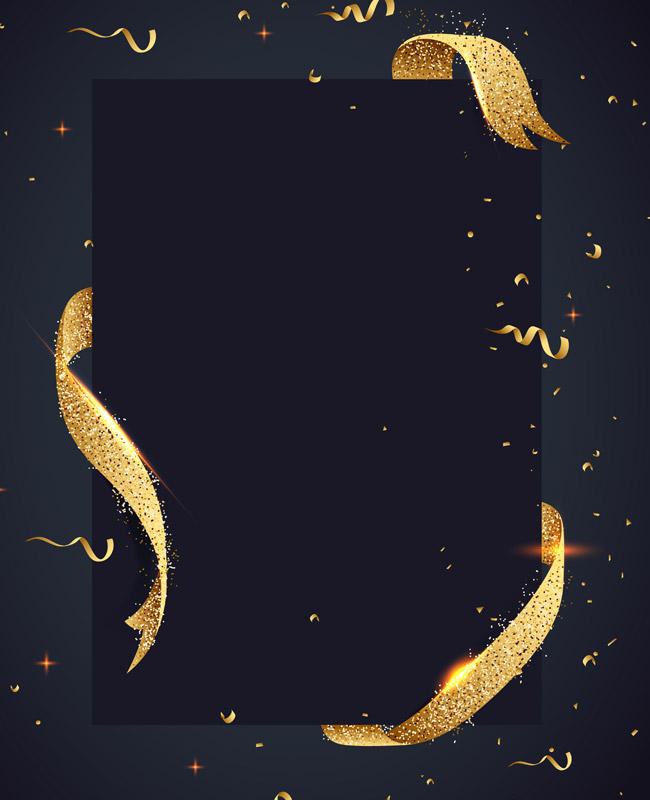 Golden Ribbon Party Flyer Background