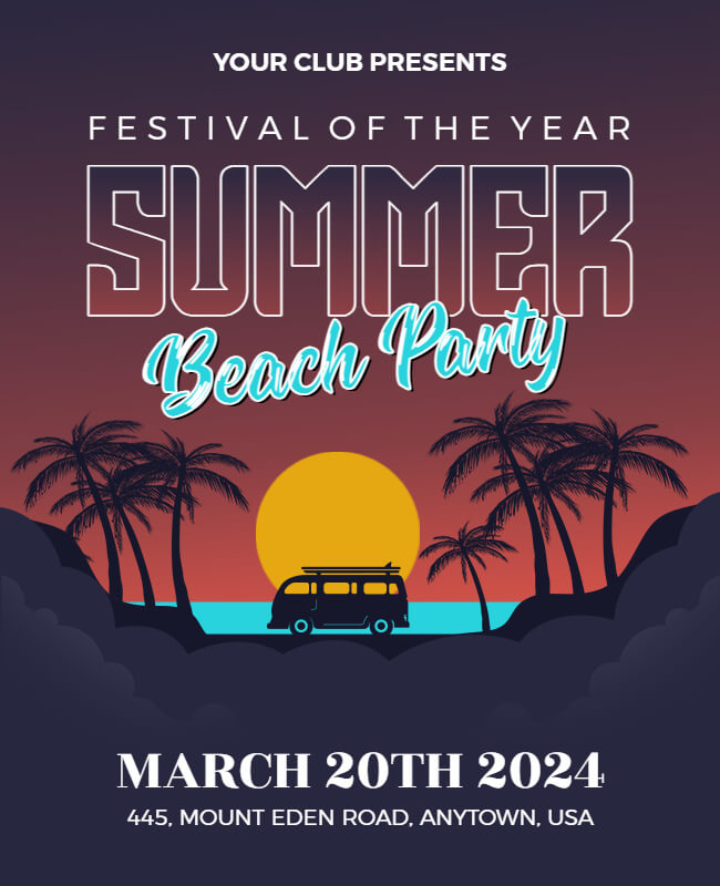 Sunset Soirée Beach Party Flyer