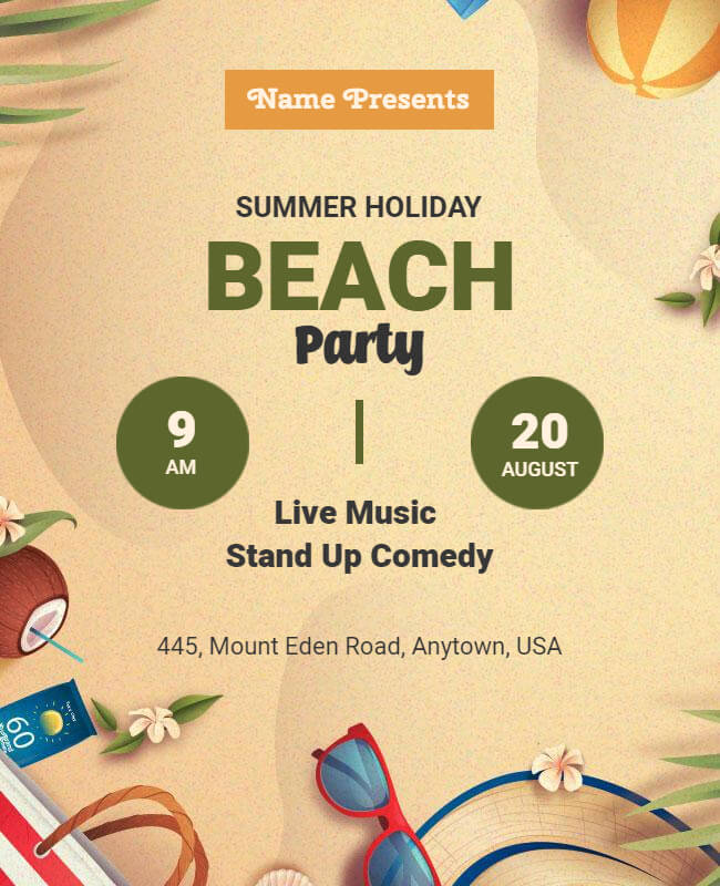 Sand Background Beach Party Flyer