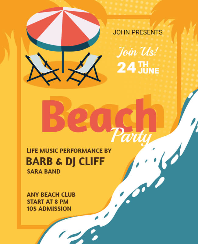 Whimsical Beach Party Flyer
