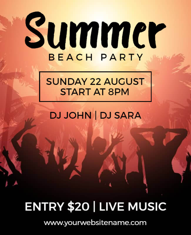 Summer Sunset Beach Party Flyer