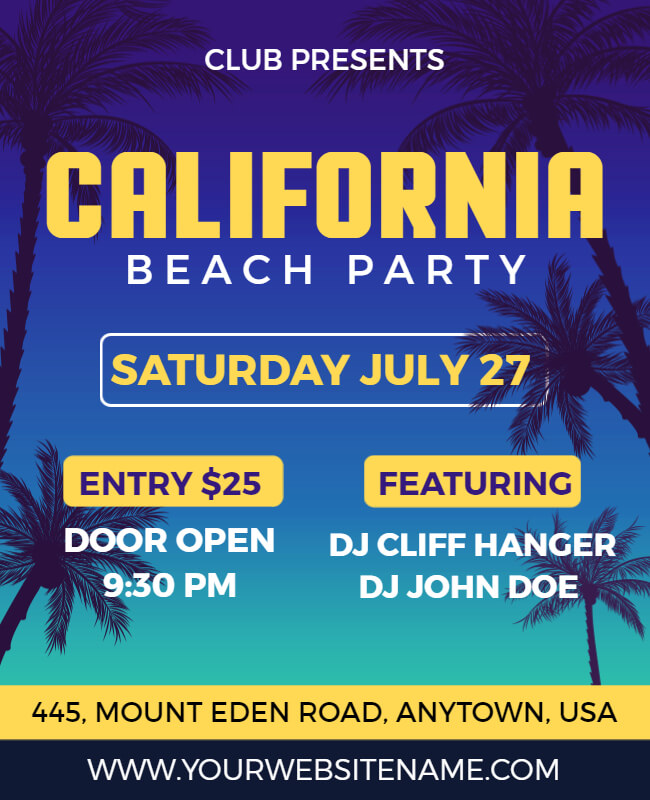 California Beach Party Flyer