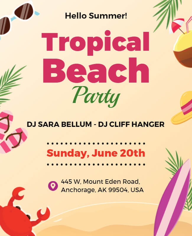 Tropical Beach Party Flyer