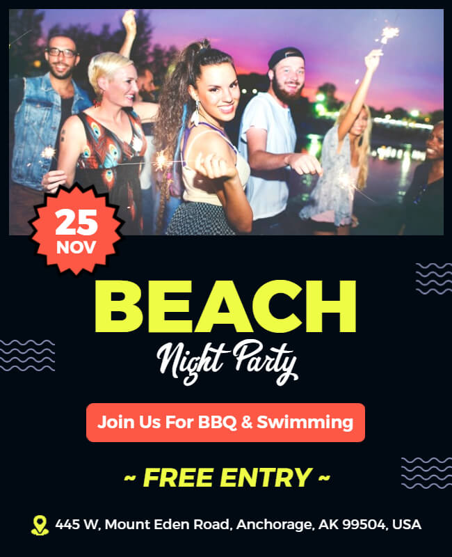Black Modern Beach Party Flyer